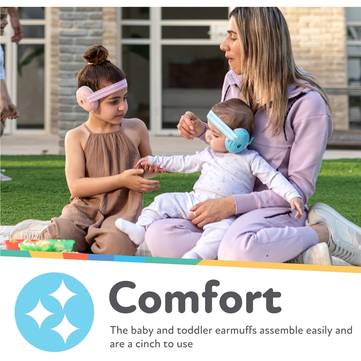 Protetores auriculares ajustáveis Nuby Soft Sounds para bebês, brancos