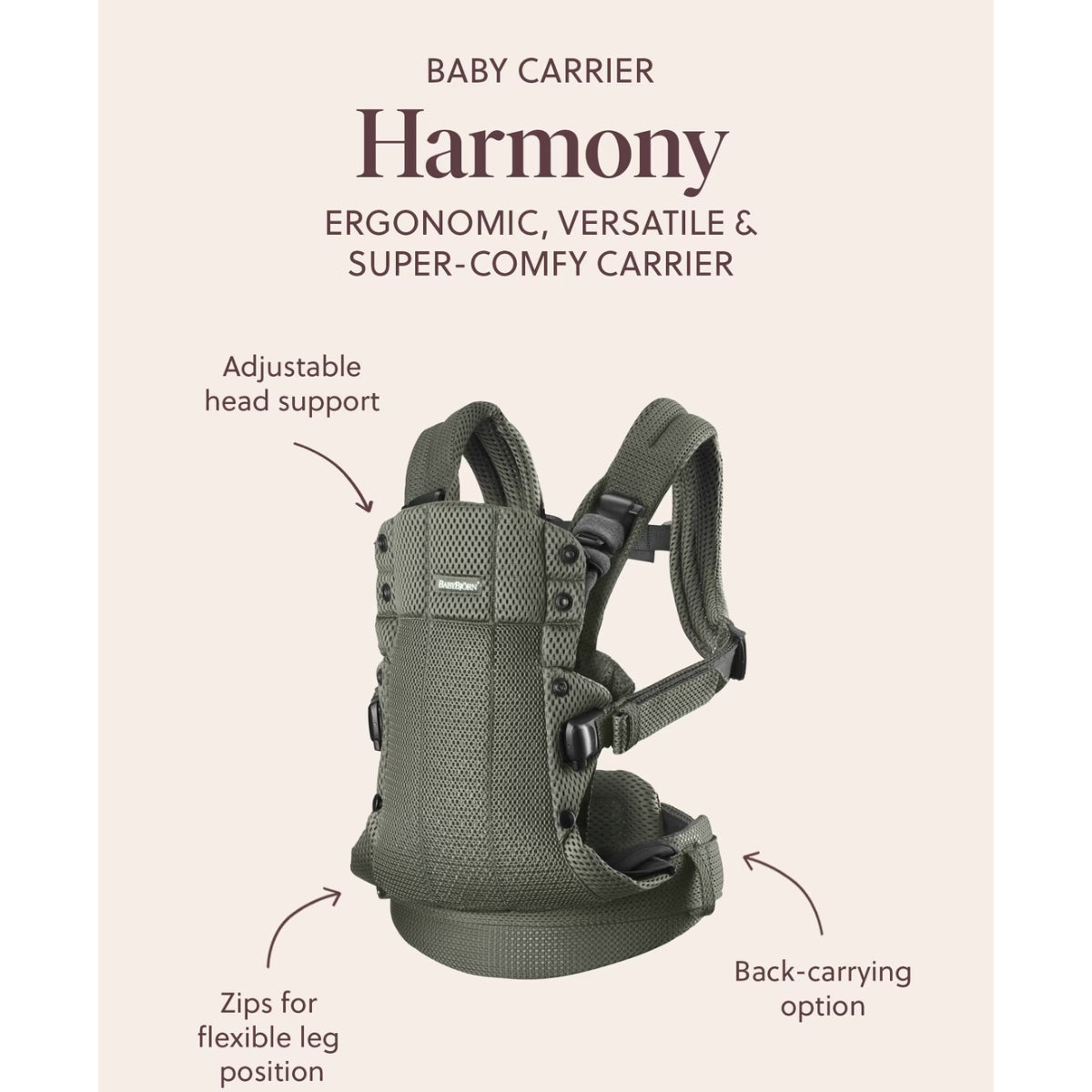 Canguru BabyBjörn Harmony Woven Mélange Light Pink