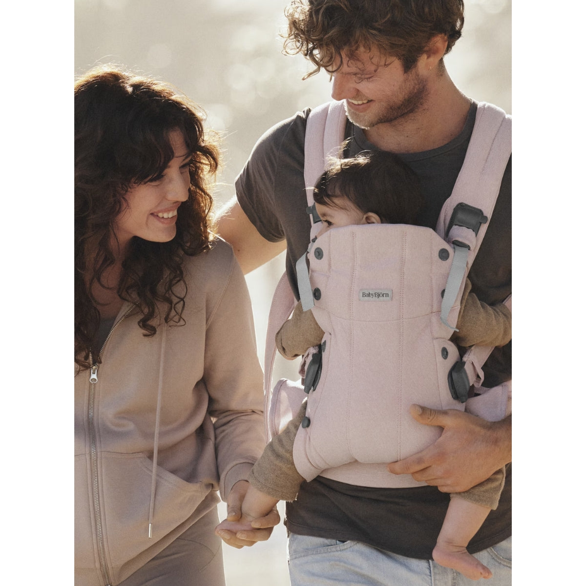 Canguru BabyBjörn Harmony Woven Mélange Light Pink