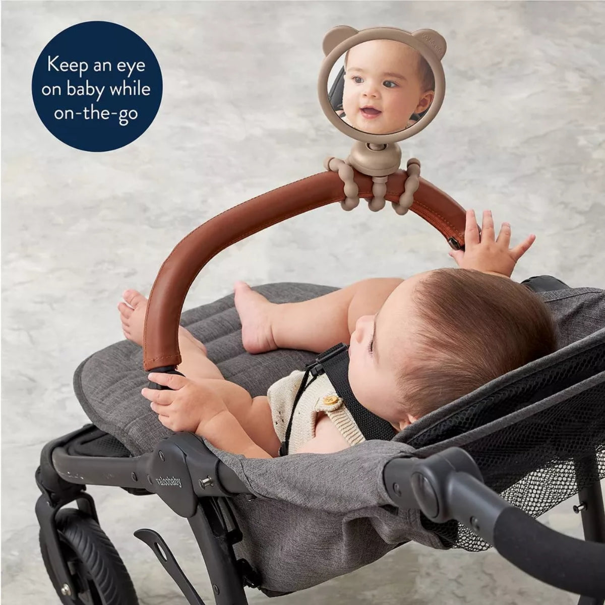 Espelho para carrinho Itzy Ritzy Itzy Peek com design de fácil fixação - Tan Bear
