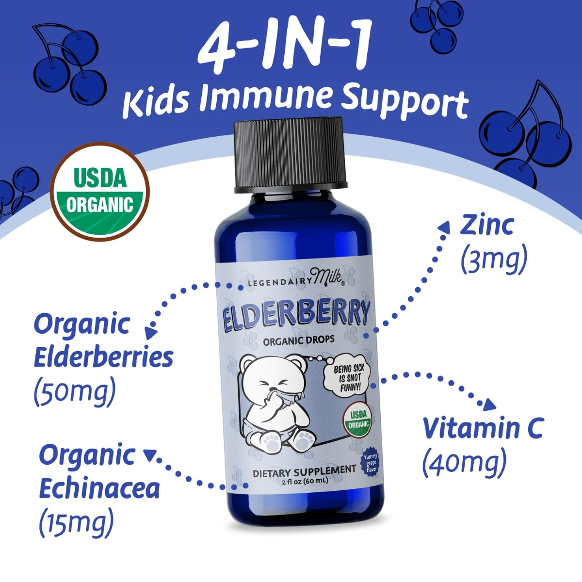 Suplemento de Vitamina Orgânico Infantil Legendairy Milk Gotas de Sabugueiro