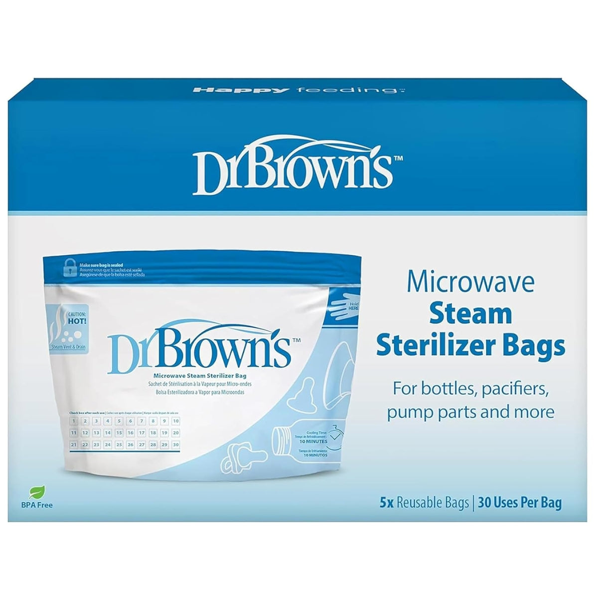 Sacos esterilizadores a vapor para micro-ondas Dr. Brown's, pacote com 5