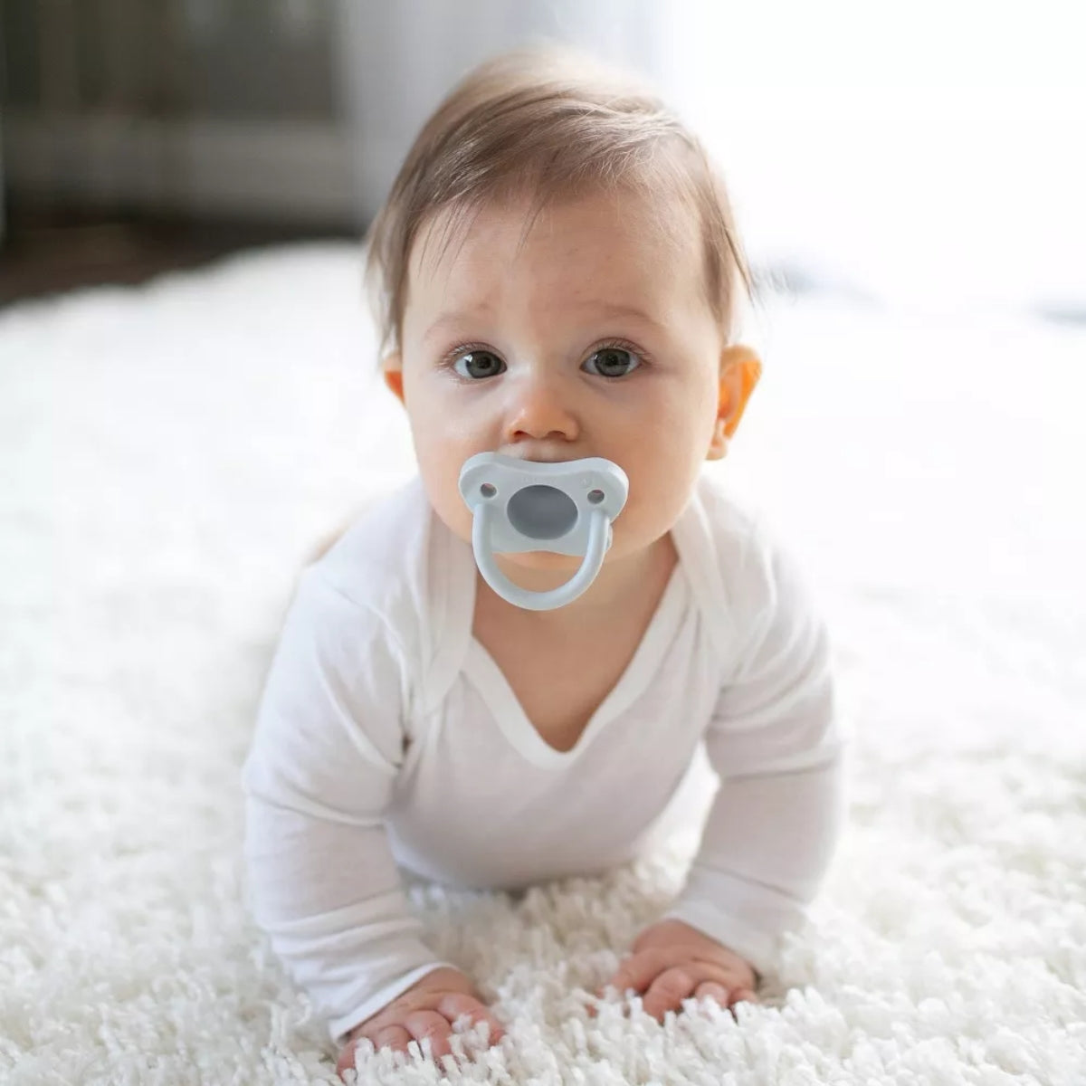 Chupeta HappyPaci 100% silicone Dr. Brown's - 0-6 meses - pacote com 3 - Azul/Branco/Azul claro