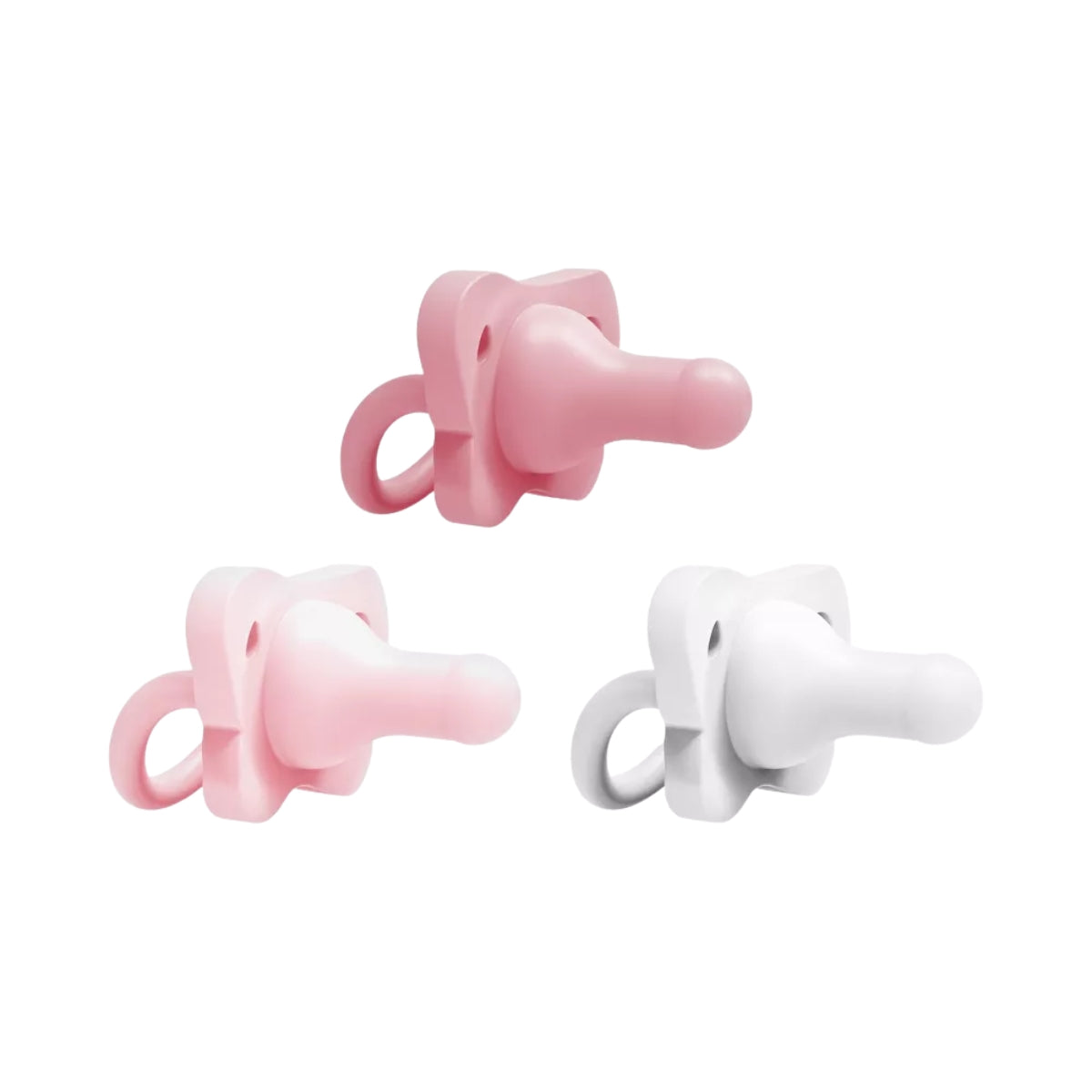Chupeta HappyPaci 100% silicone Dr. Brown's - 0-6 meses - pacote com 3 - Rosa claro/Rosa/Branco