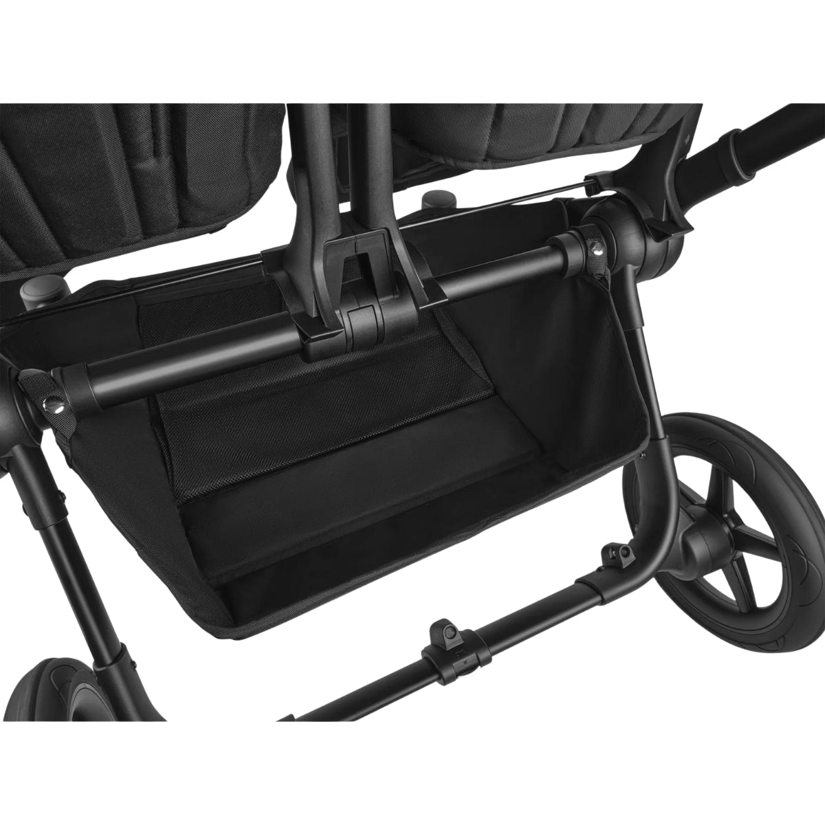 Carrinho de bebê duplo Bugaboo Donkey 5 Duo - Capota solar preta meia-noite, tecidos pretos meia-noite, chassi preto
