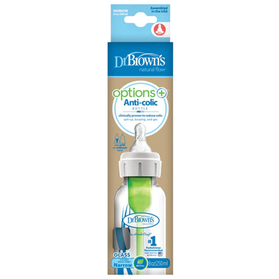 Dr. Brown's - 8Oz Options+ Glass Narrow Baby Bottle, 1Pk