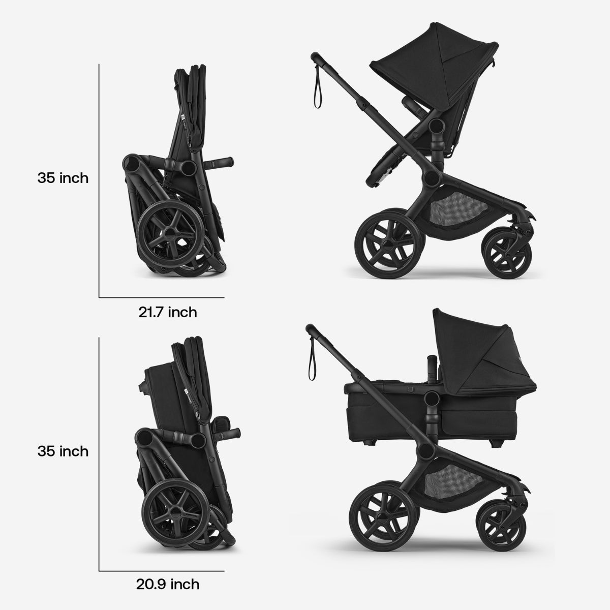 Carrinho de bebê 2 em 1 Bugaboo Fox 5 Renew - Misty White/Black Chassis