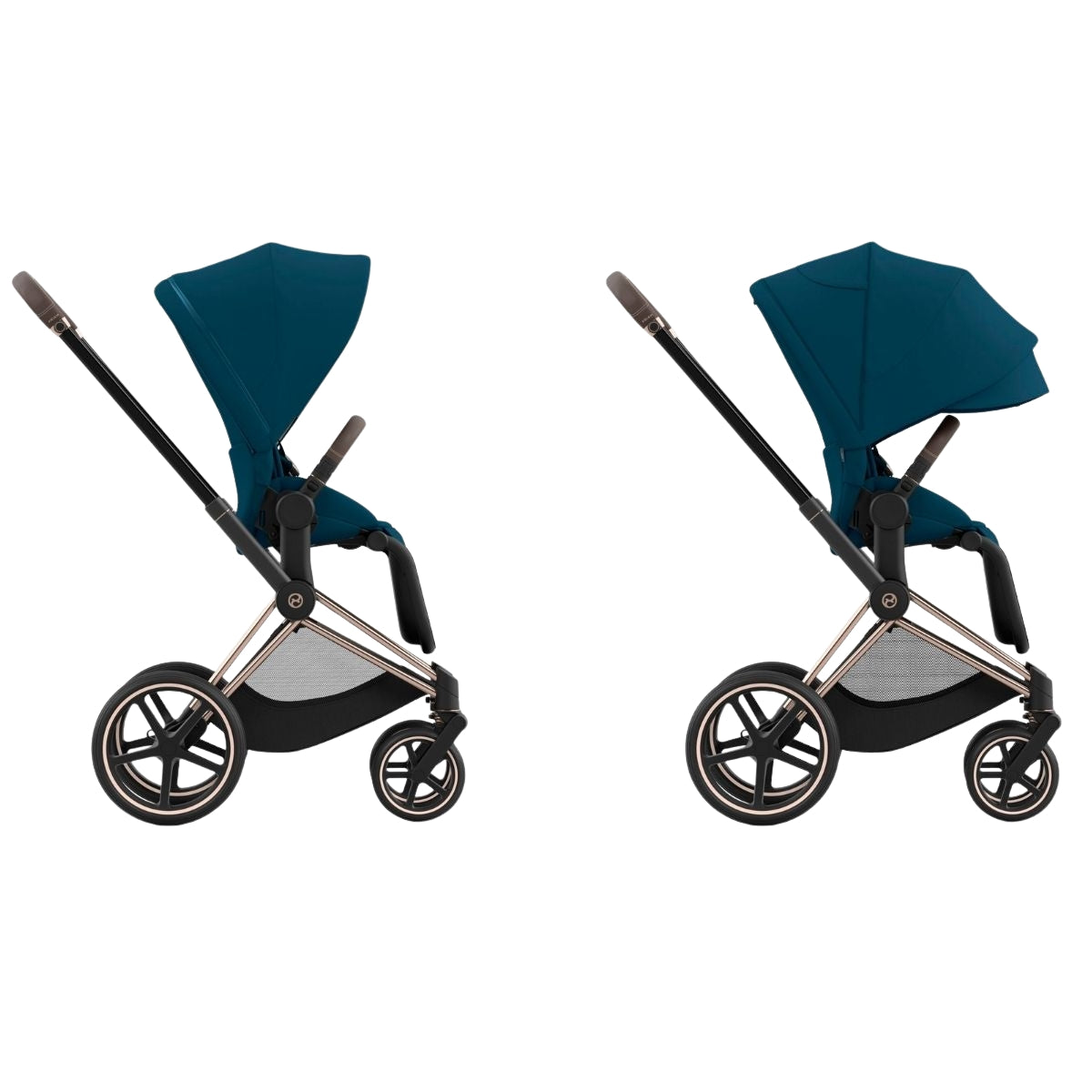 Carrinho de bebê Cybex Priam 4 Complete Rose Gold Mountain Blue