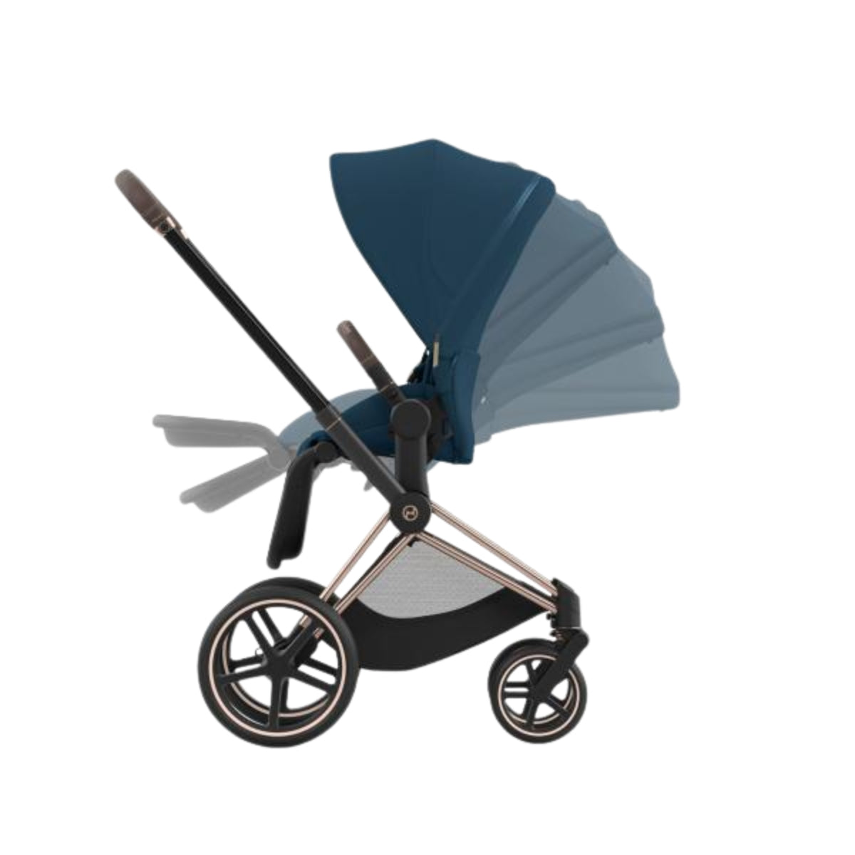 Carrinho de bebê Cybex Priam 4 Complete Rose Gold Mountain Blue