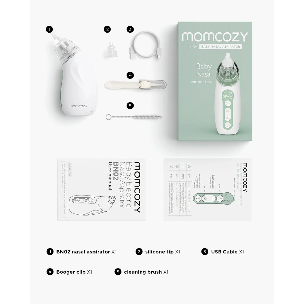 Aspirador Nasal Momcozy Baby - Bateria de Longa Duração