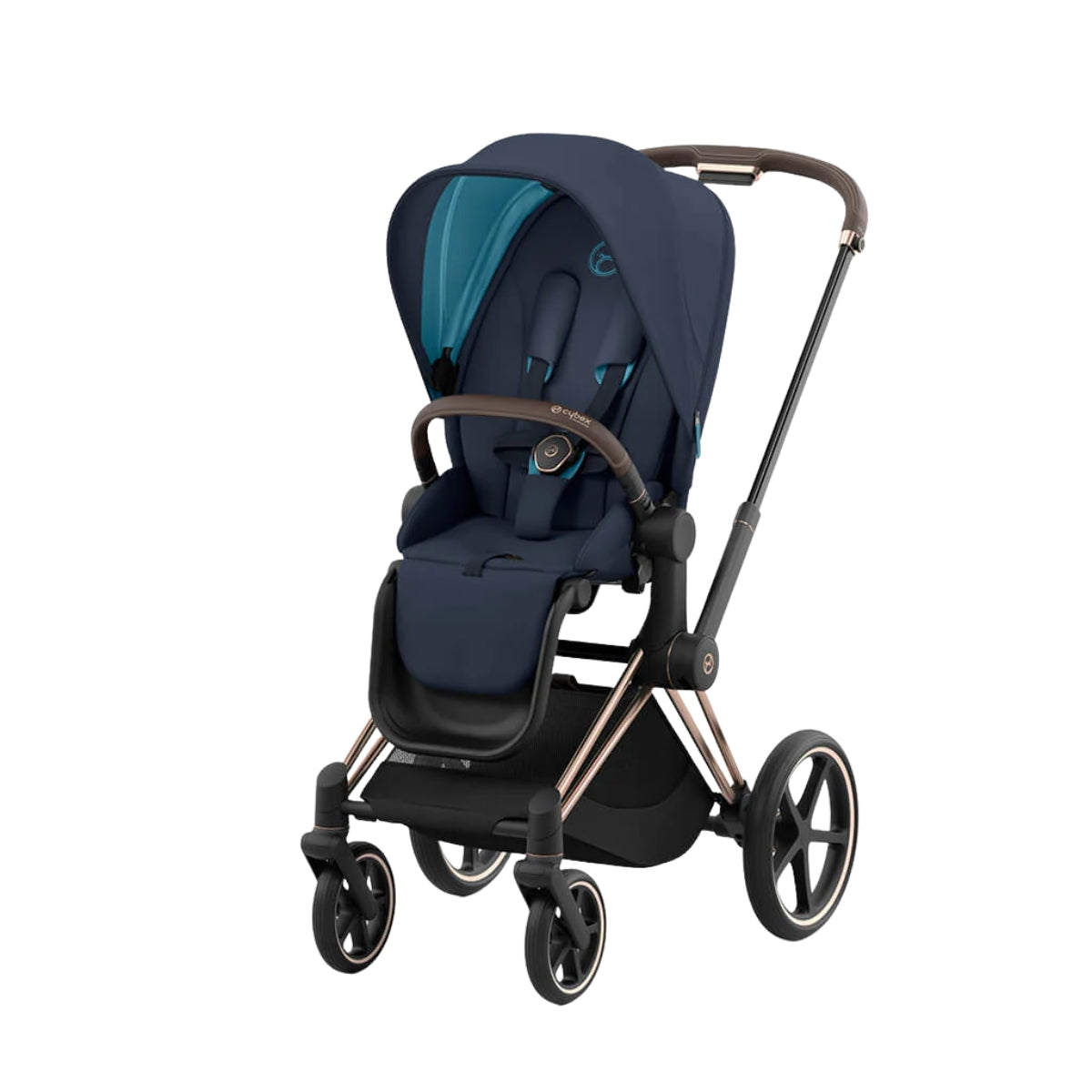 Carrinho de bebê Cybex Priam 4 Complete Rose Gold Nautical Blue