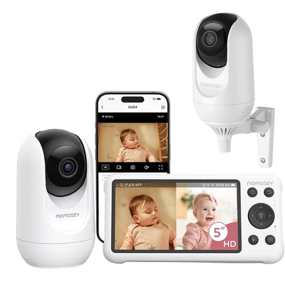 Monitor de Bebê Inteligente de Modo  Duplo de 5 Polegadas Momcozy Com 2 Câmeras -BM04
