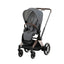 Carrinho de bebê Cybex E-Priam 2 - Estrutura em ouro rosa/marrom e assento cinza Soho 