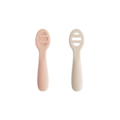 Kit de Colheres Iniciais Para Bebês Mushie - Blush/Shifting Sand