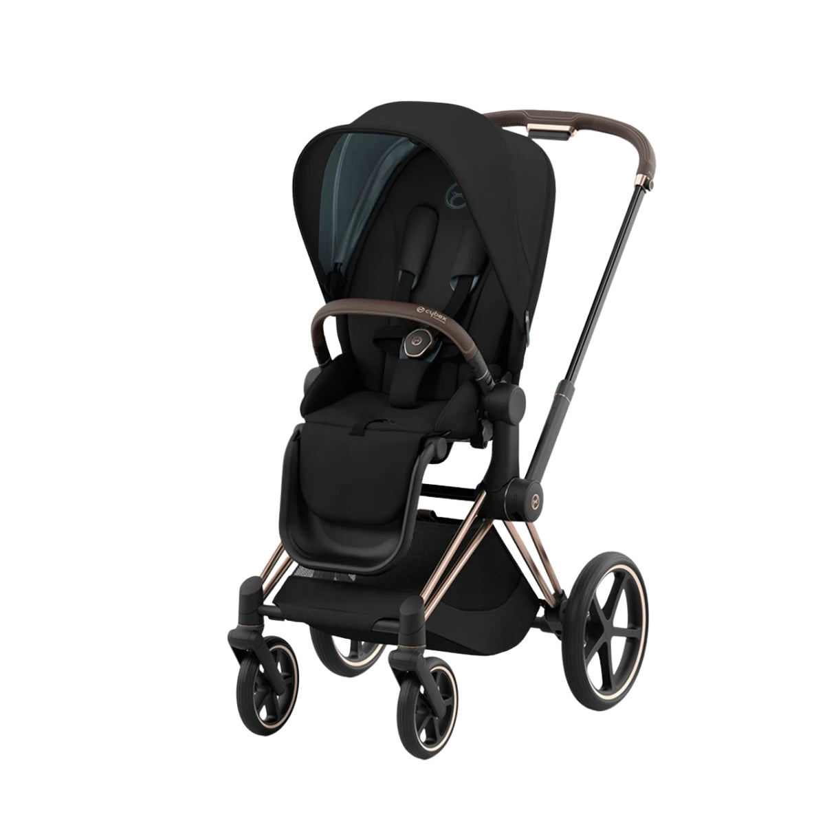 Carrinho de bebê Cybex Priam 4 Complete Rose Gold Preto Profundo