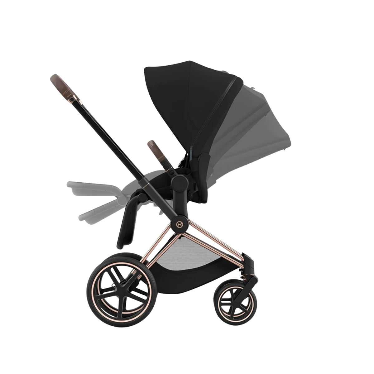 Carrinho de bebê Cybex Priam 4 Complete Rose Gold Preto Profundo