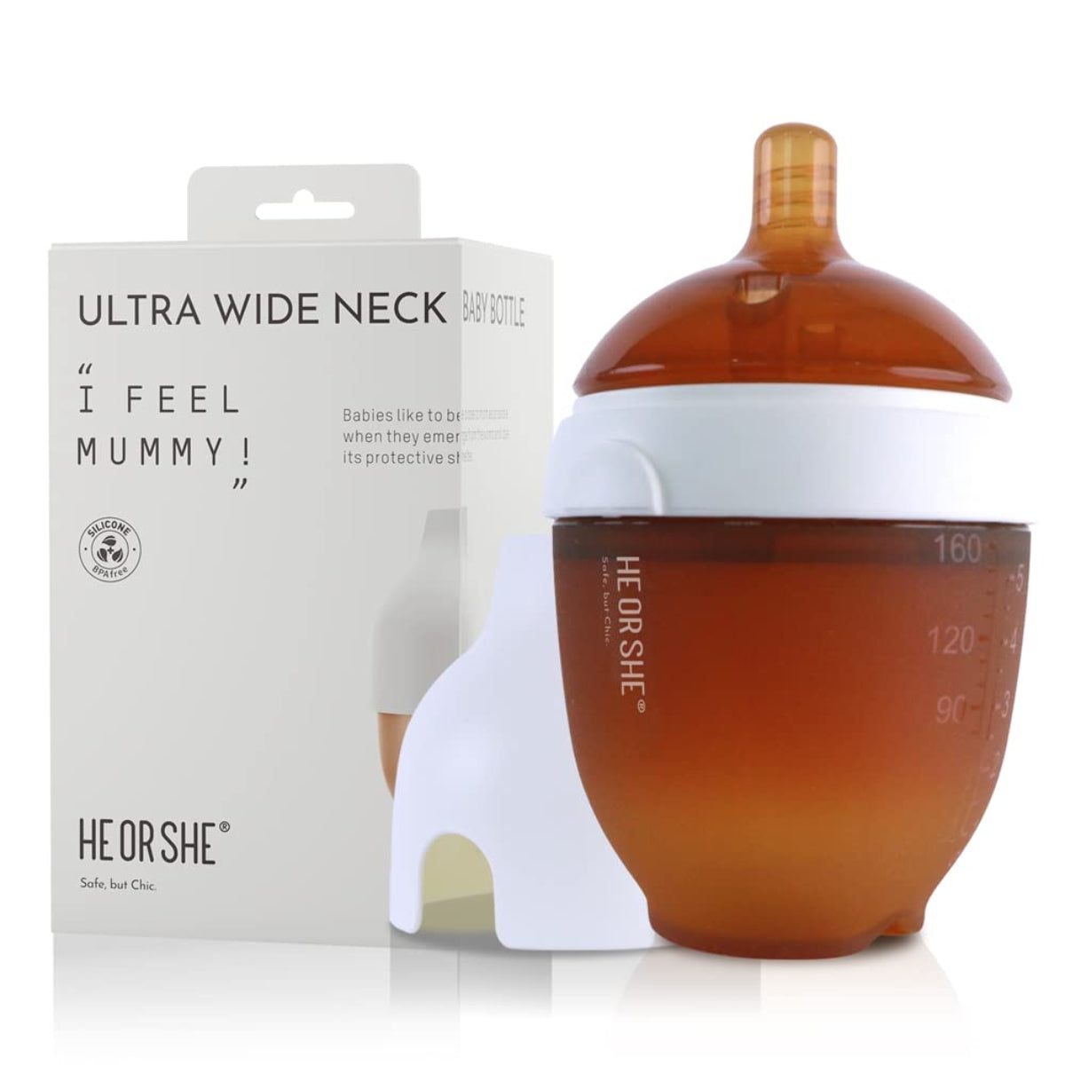 HEORSHE Ultra Wide Neck Baby Bottle 5 OZ - White