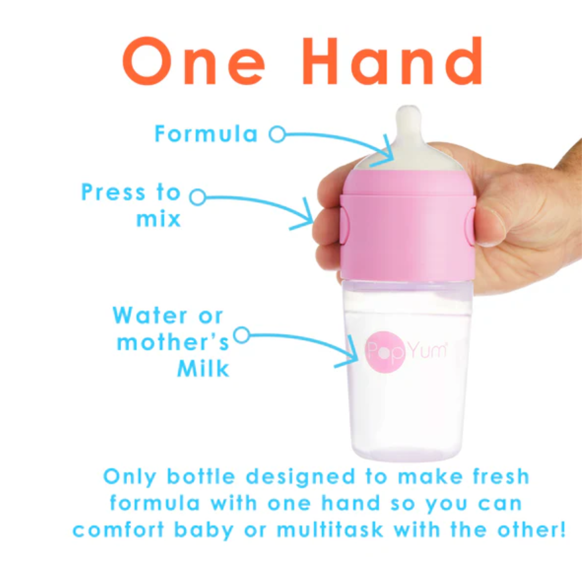 Kit De Mamadeira PopYum Com Mixer Pink 260ML on Luna Baby Store Miami