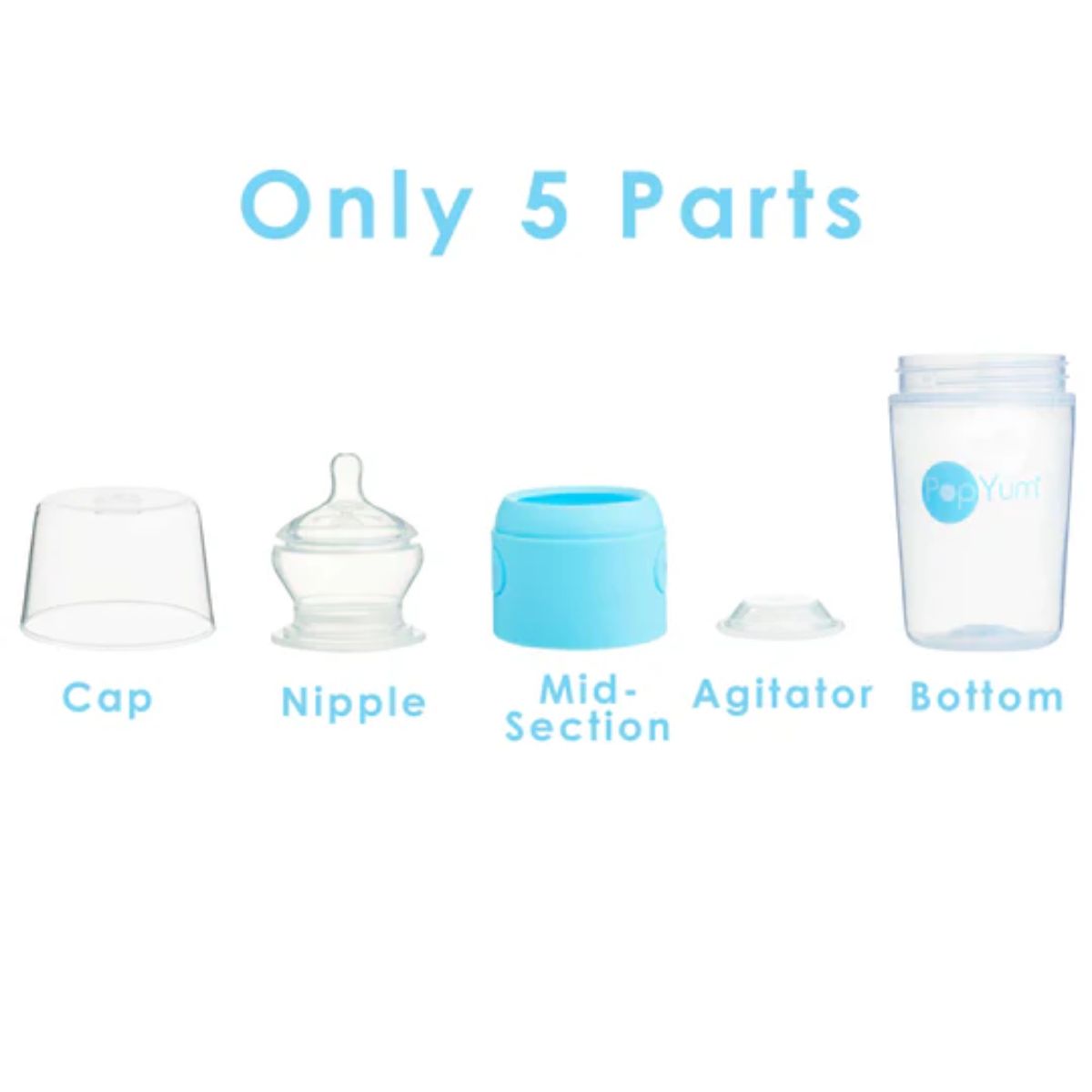 Popyum Anti-Colic Formula Making Baby Bottle, 2-Pack, 9 Oz - Sky Blue - Fewer Parts & Less Clutter