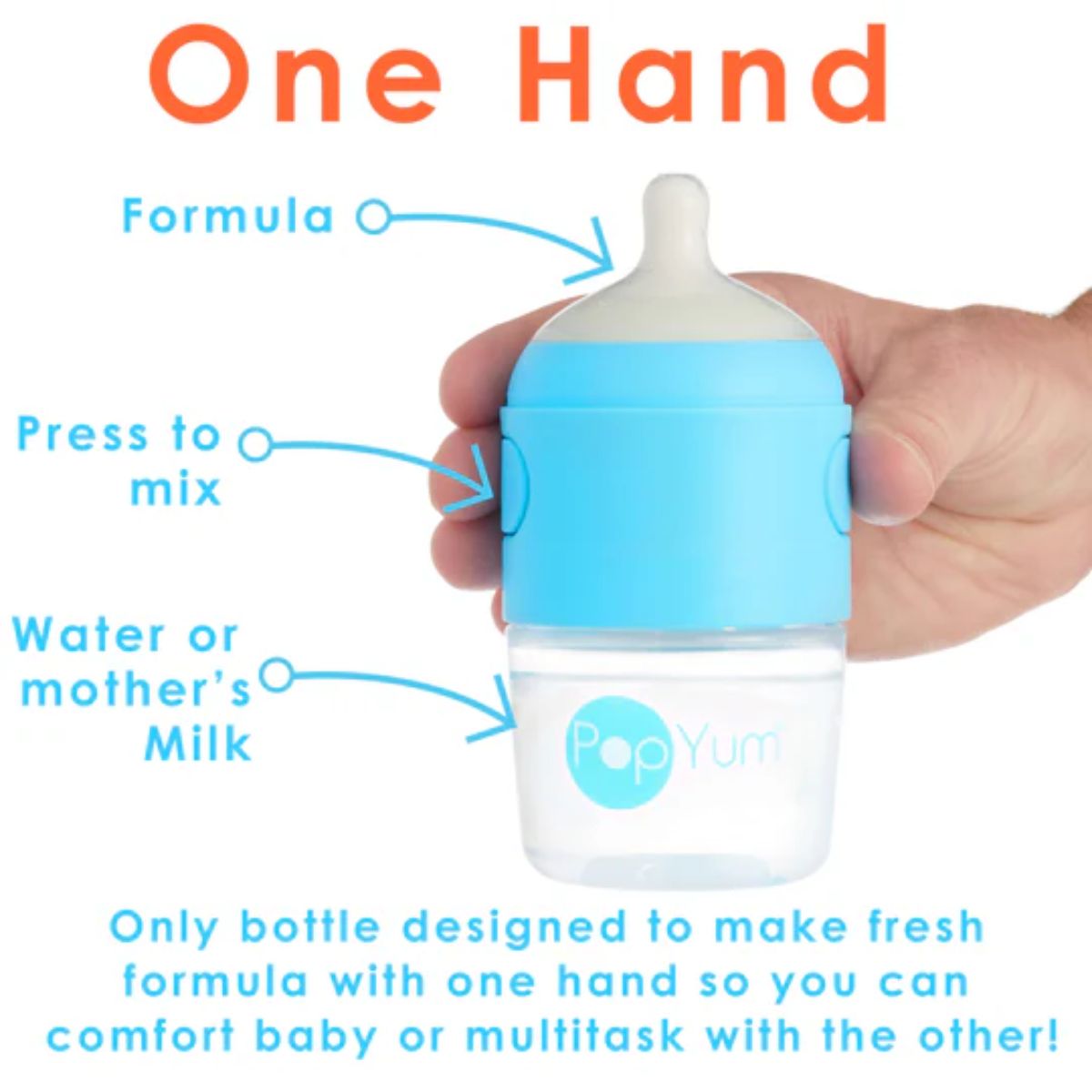 Kit De Mamadeira PopYum Com Mixer Blue 150ML on Luna Baby Store Miami
