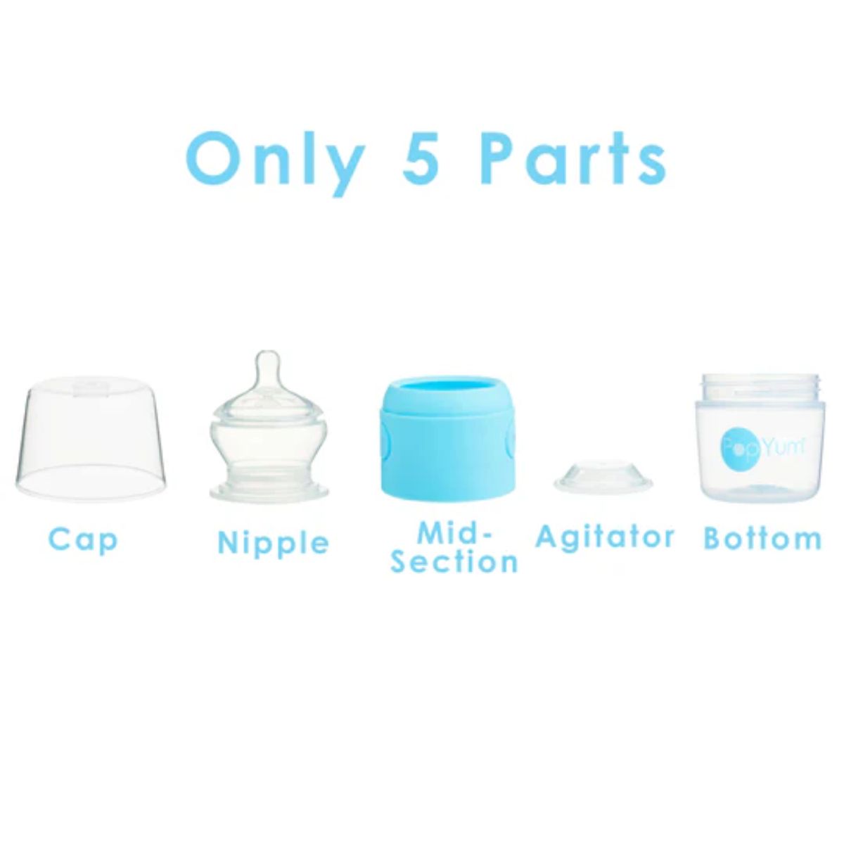 Kit De Mamadeira PopYum Com Mixer Blue 150ML