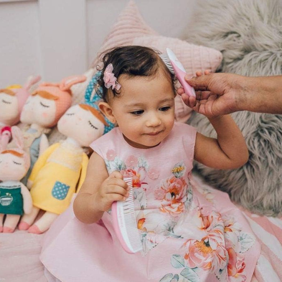 Kit Escova E Pente De Cabelo Primo Passi Rosa