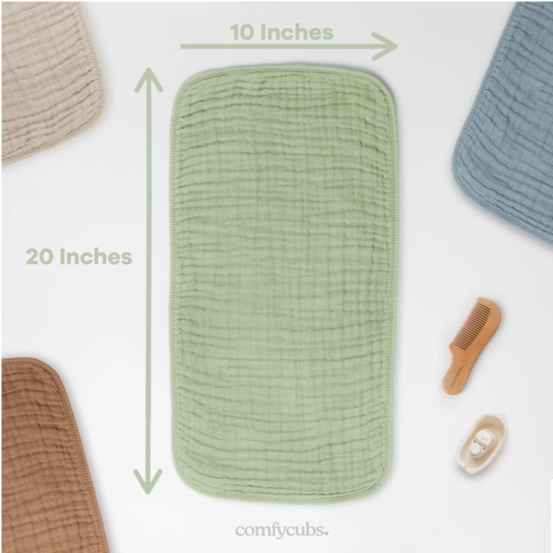 Pacote com 6 paninhos de musselina Comfy Cubs Burp - Sage
