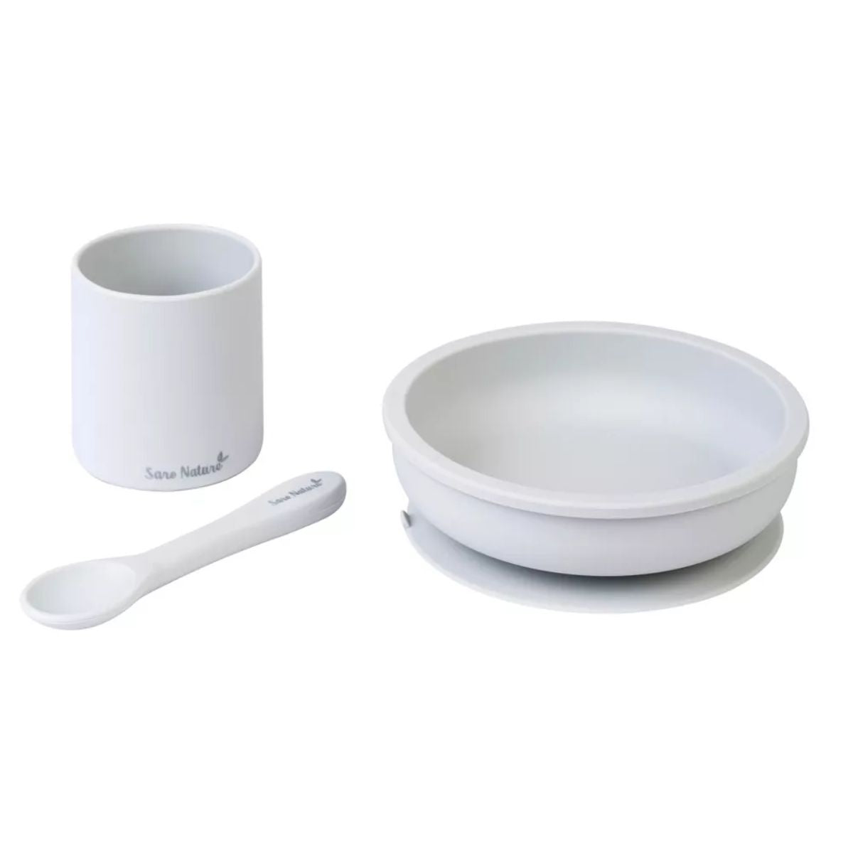 Saro Nordic Party 3 Piece Feeding Set - Glacier Grey on Luna Baby Store Miami