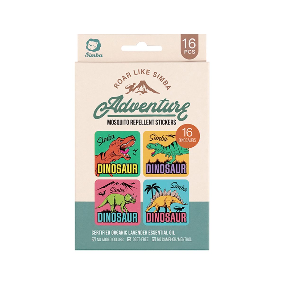 Simba Natural Mosquito Repellent Stickers/Patches 16 pcs - Dinosaur on Luna Baby Store Miami