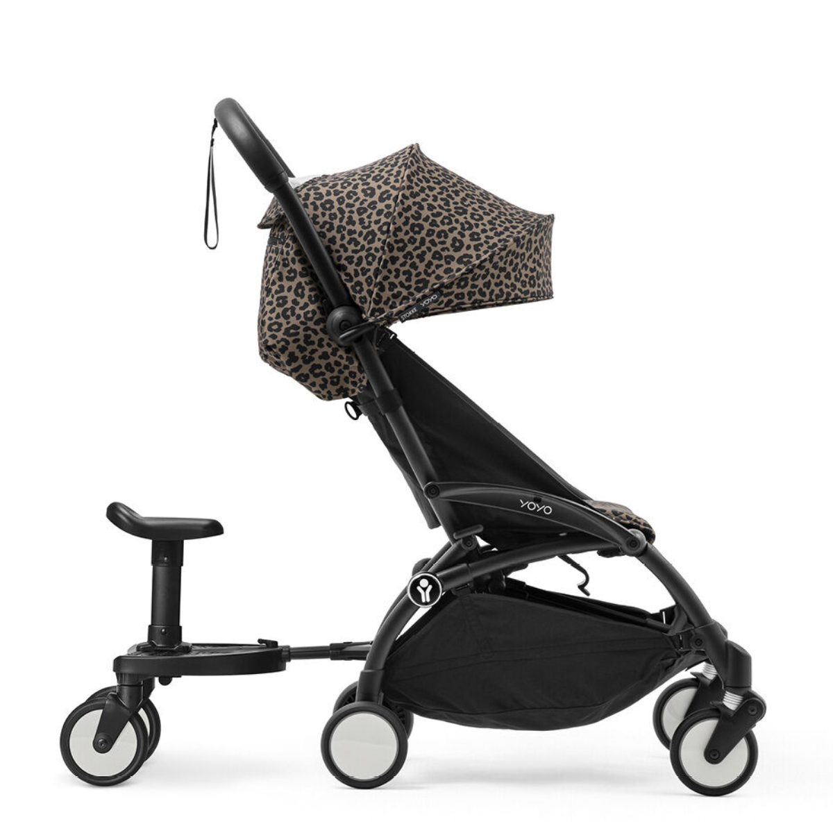 Stokke YOYO3 6+ Wild Collection Ultra-Compact Stroller - Leopard/Black Frame on Luna Baby Store Miami