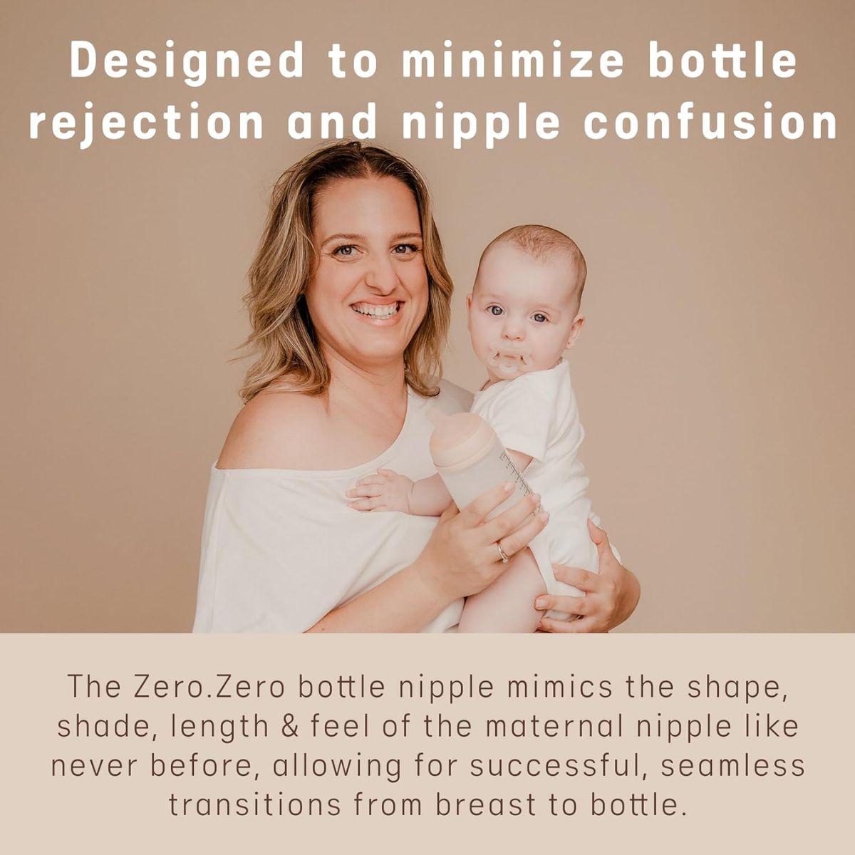 Suavinex Zero.Zero Asymmetrical Silicone Nipple Medium Flow 3M+ 2 Pack - Light Tone