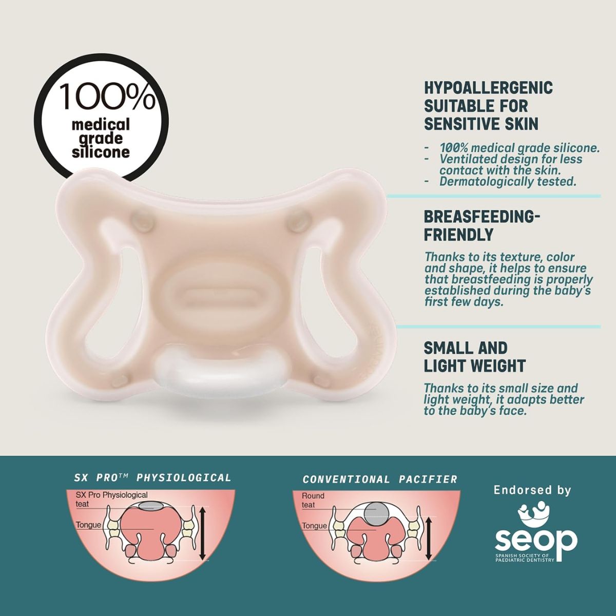Suavinex Zero.Zero Silicone Pacifier SX Pro 0-6M - Medium Tone