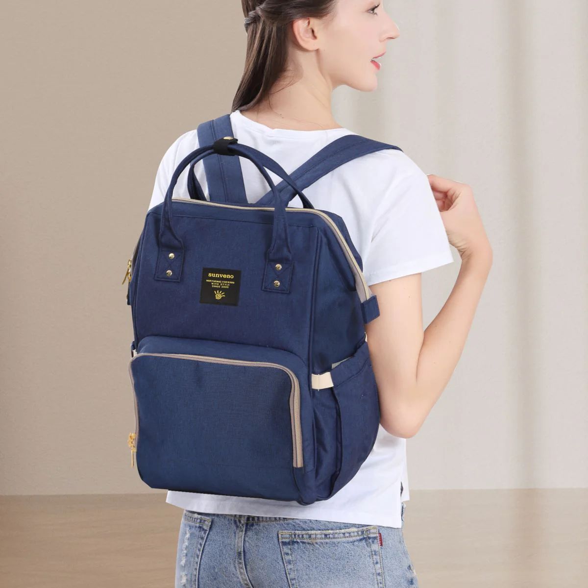 Sunveno Classic Diaper Backpack - Black on Luna Baby Store Miami