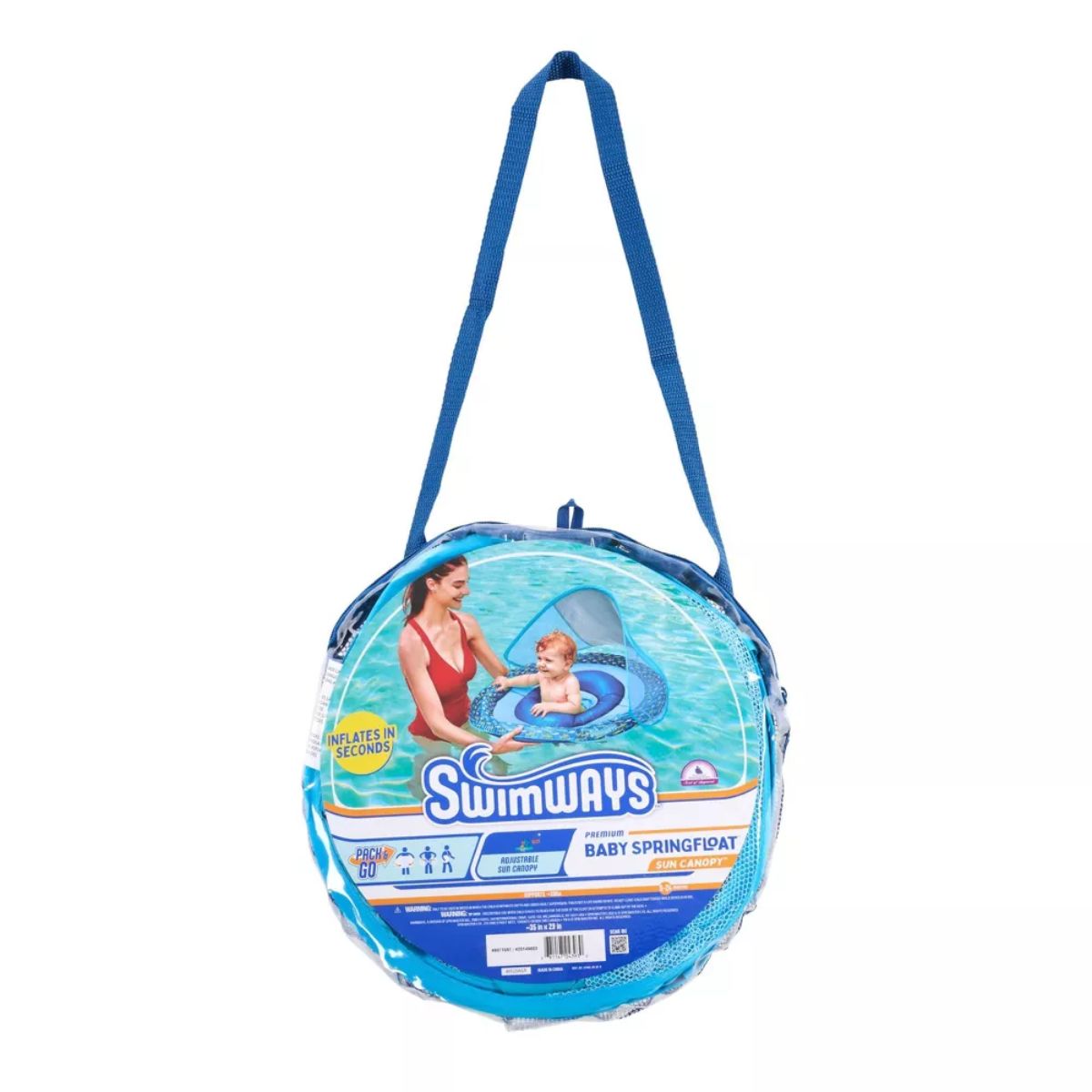 Swimways Baby Canopy Spring Float Pool Lounger - Blue on Luna Baby Store Miami