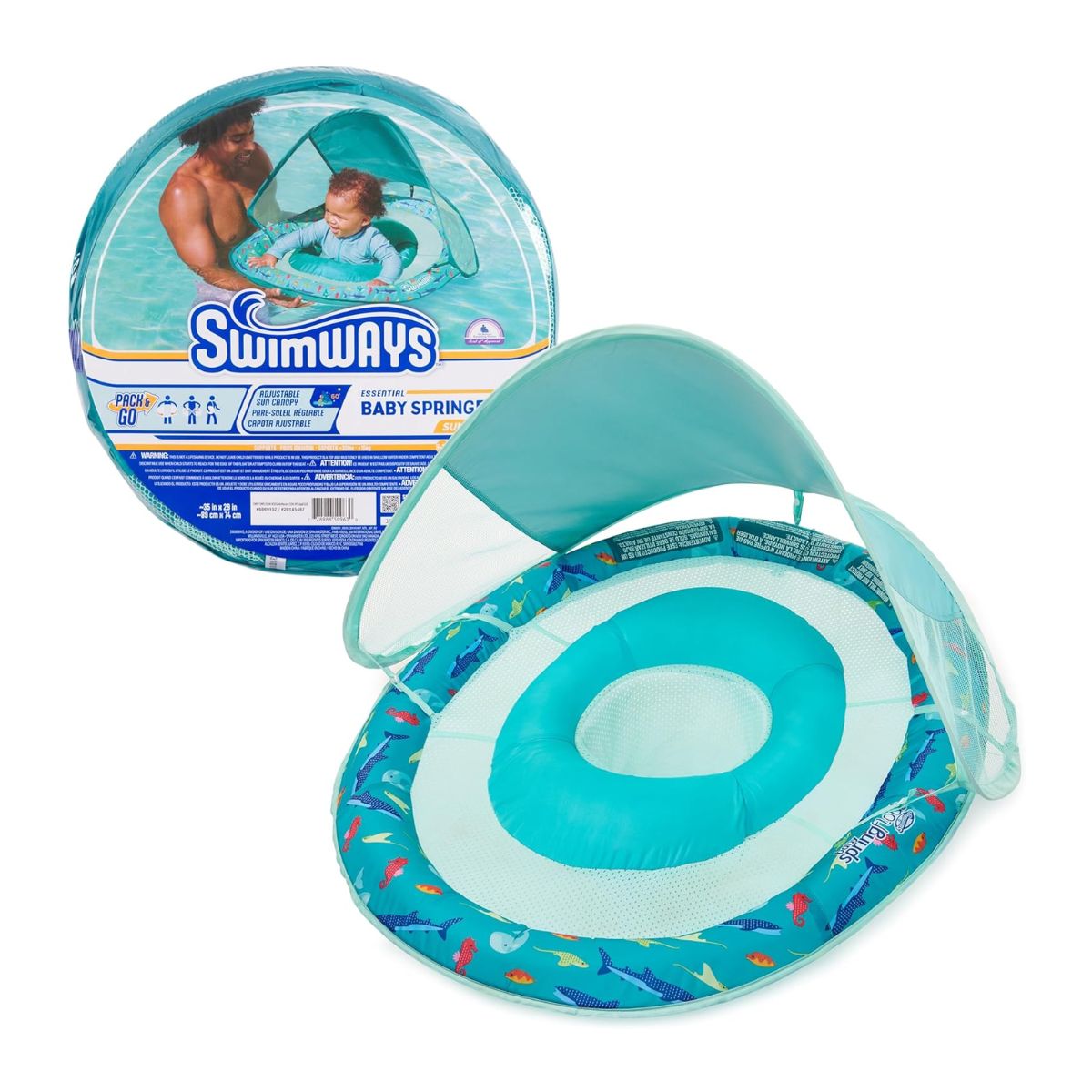 Swimways Baby Spring Float Sun Canopy 9-24M - Green on Luna Baby Store Miami