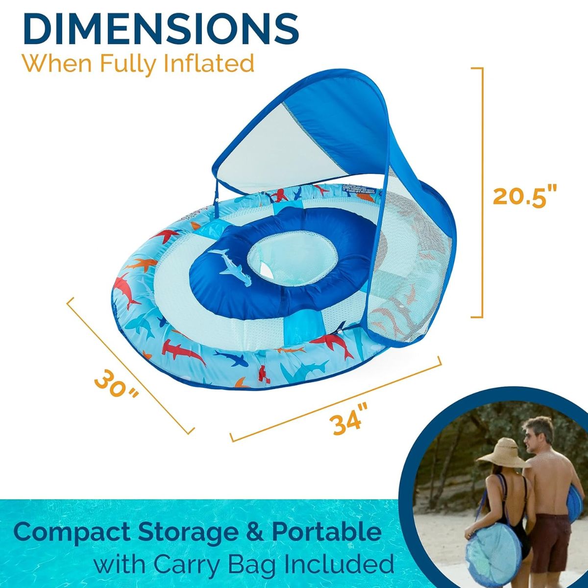 Swimways Baby Spring Float Sun Canopy 9-24M - Shark