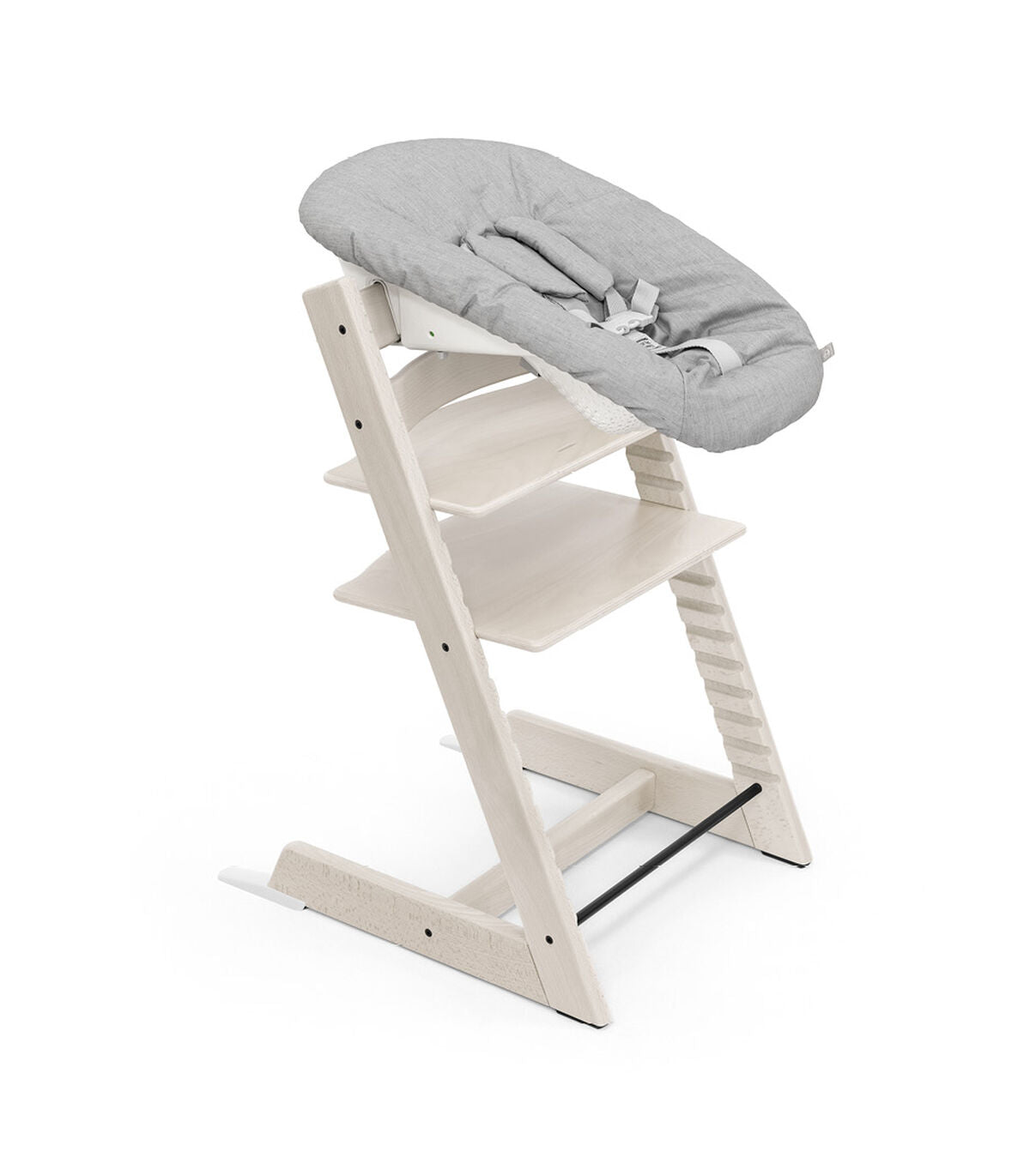 Stokke Tripp Trapp High Chair & Cushion With Tray - Whitewash Nordic Grey on Luna Baby Store Miami