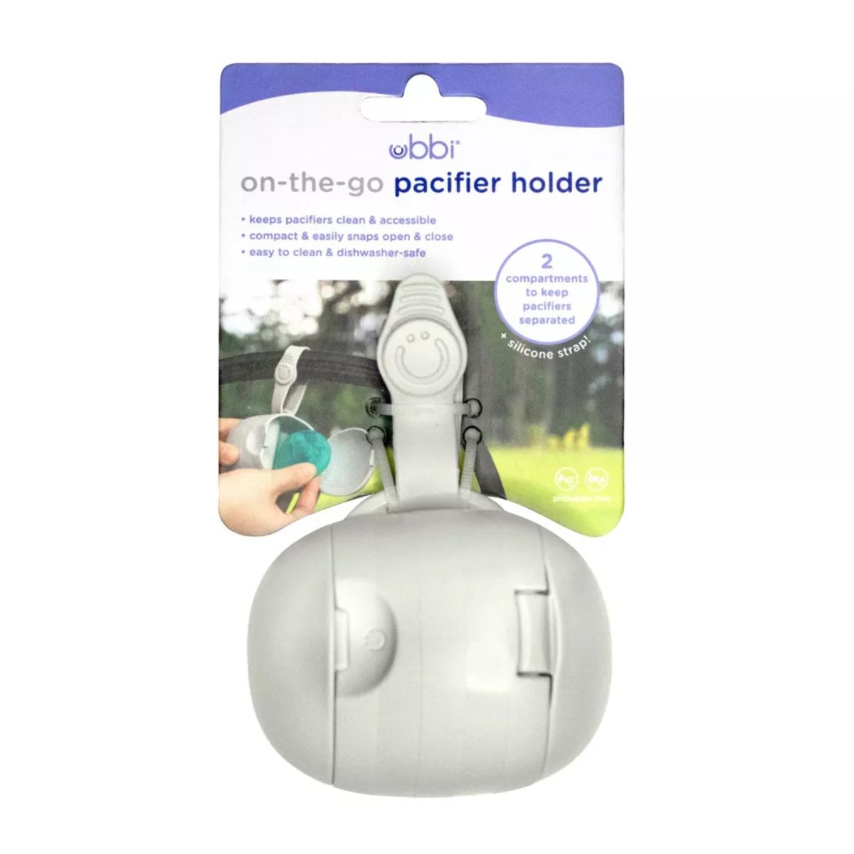 Ubbi On-The-Go Pacifier Holder - Gray