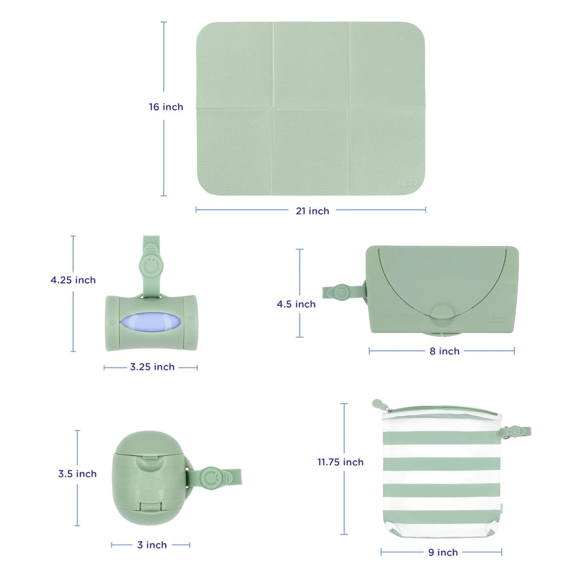 Kit De Higiene Para Bebês Ubbi Sage on Luna Baby Store Miami
