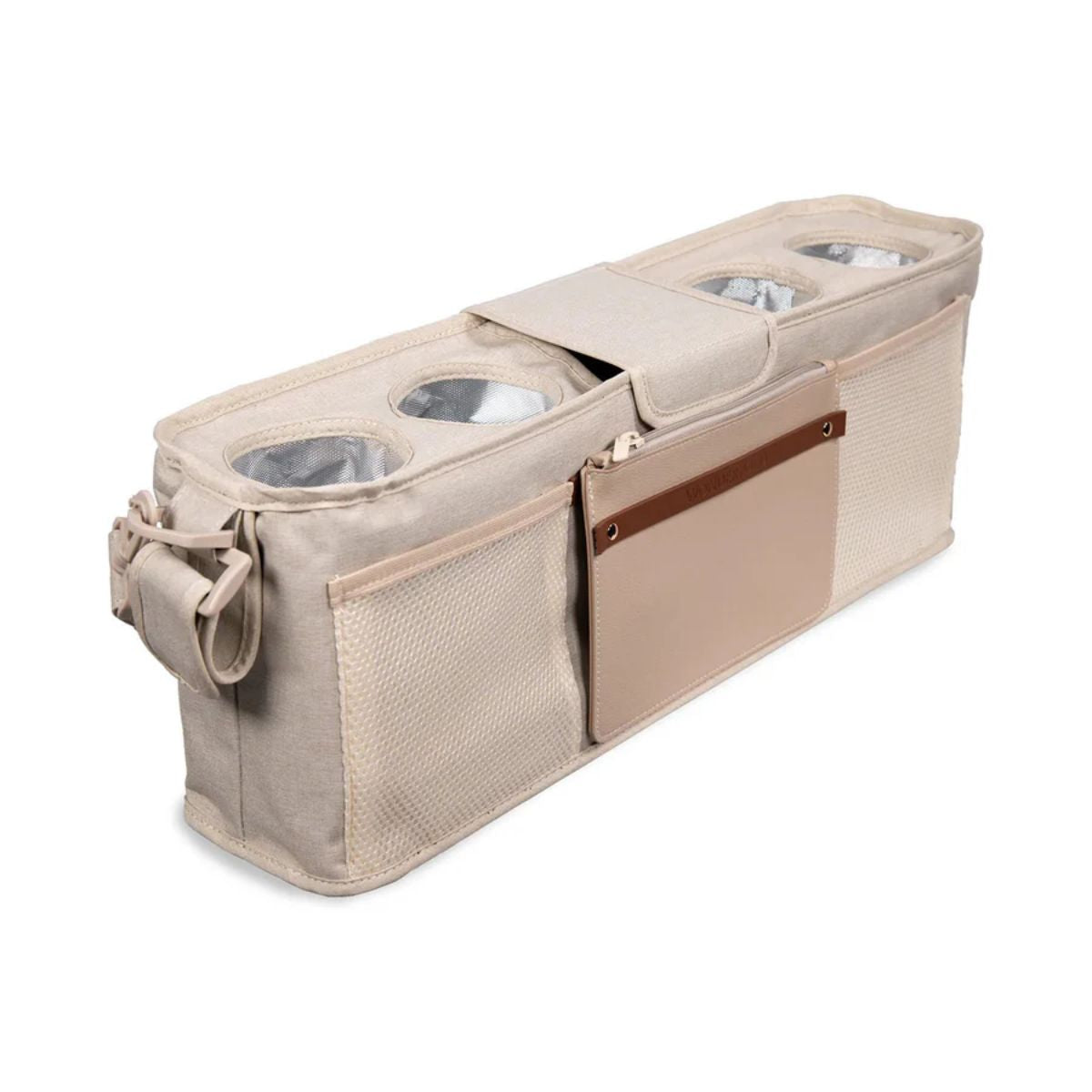 Console grande para pais Wonderfold com porta-copos isolados - Beige on Luna Baby Store Miami