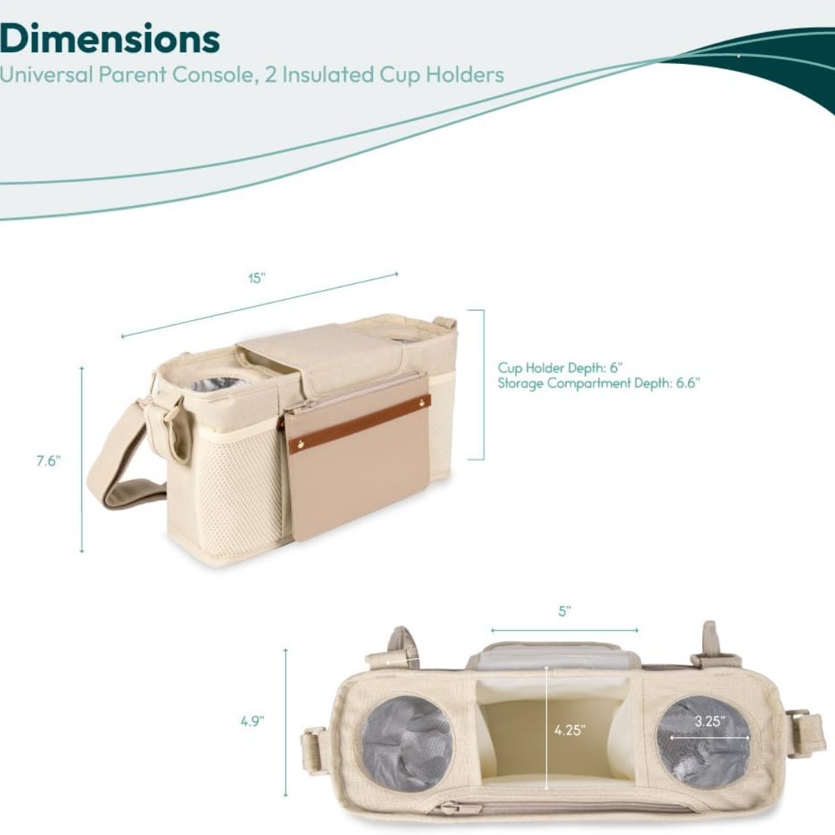 Console para pais Wonderfold Small com porta-copos isolados - Beige