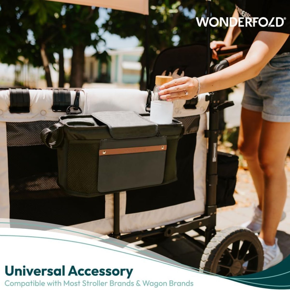 Console para pais Wonderfold Small com porta-copos isolados - Beige