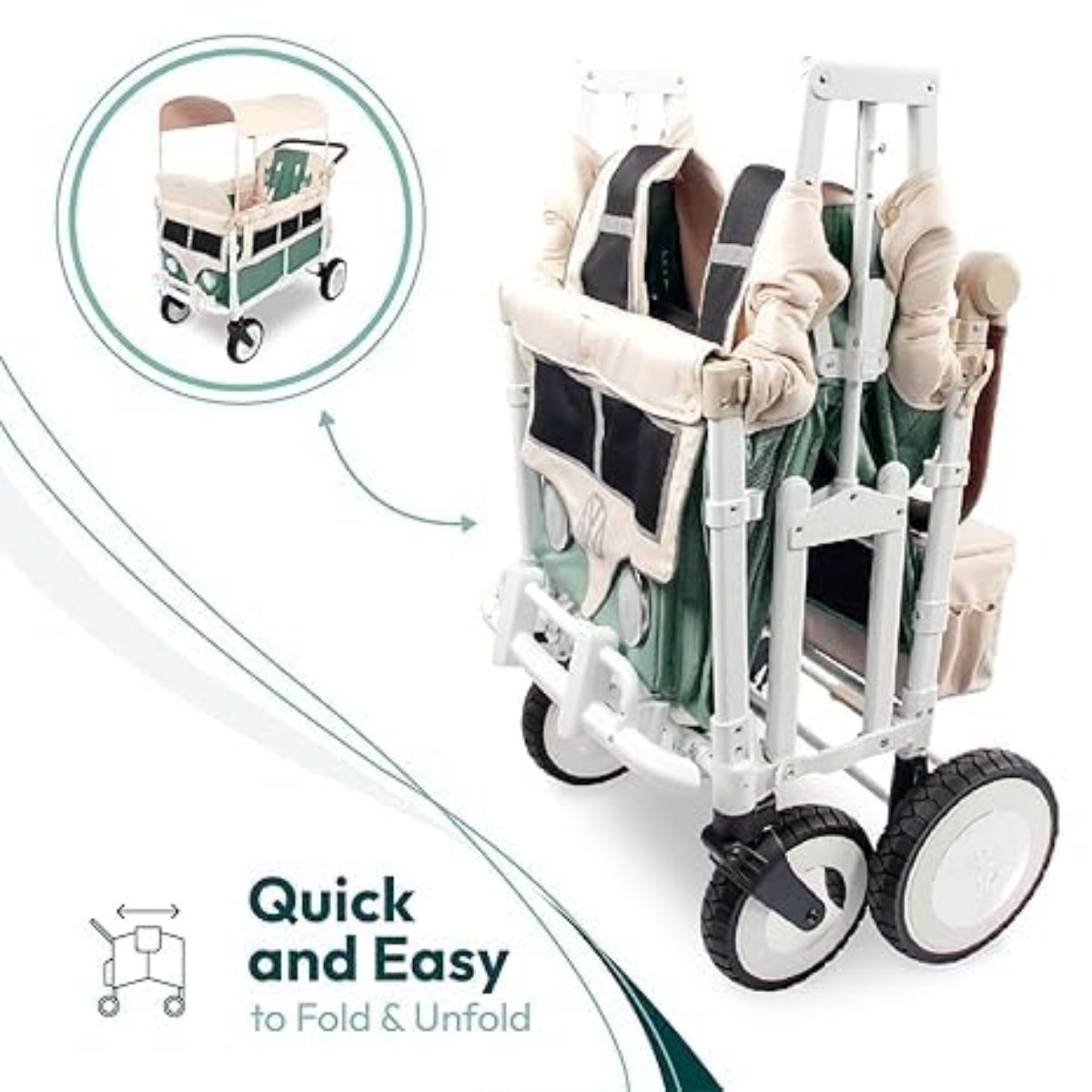 Carrinho de Passeio Wonderfold VW2 Volkswagen - Sage Green