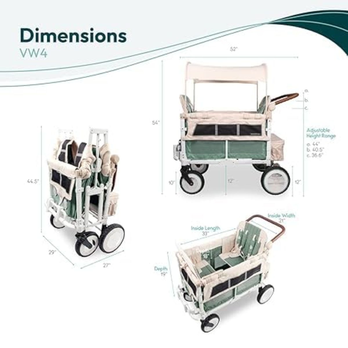Carrinho de Passeio Wonderfold VW2 Volkswagen - Sage Green
