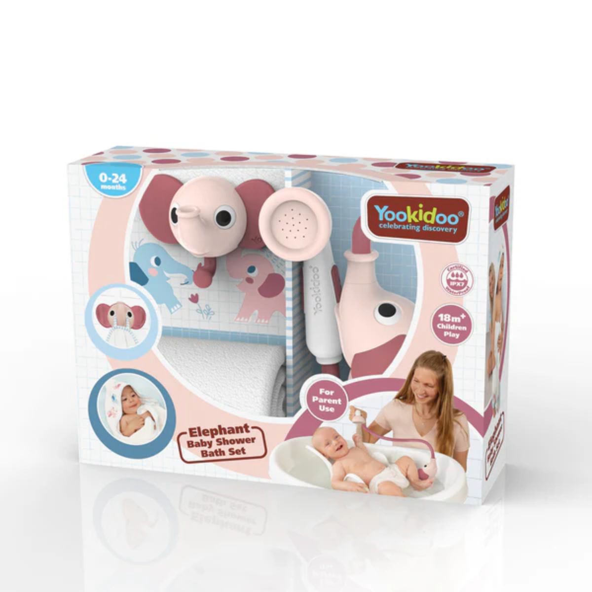 Yookidoo Bath Set Elephant Baby Shower 0-24M - Pink