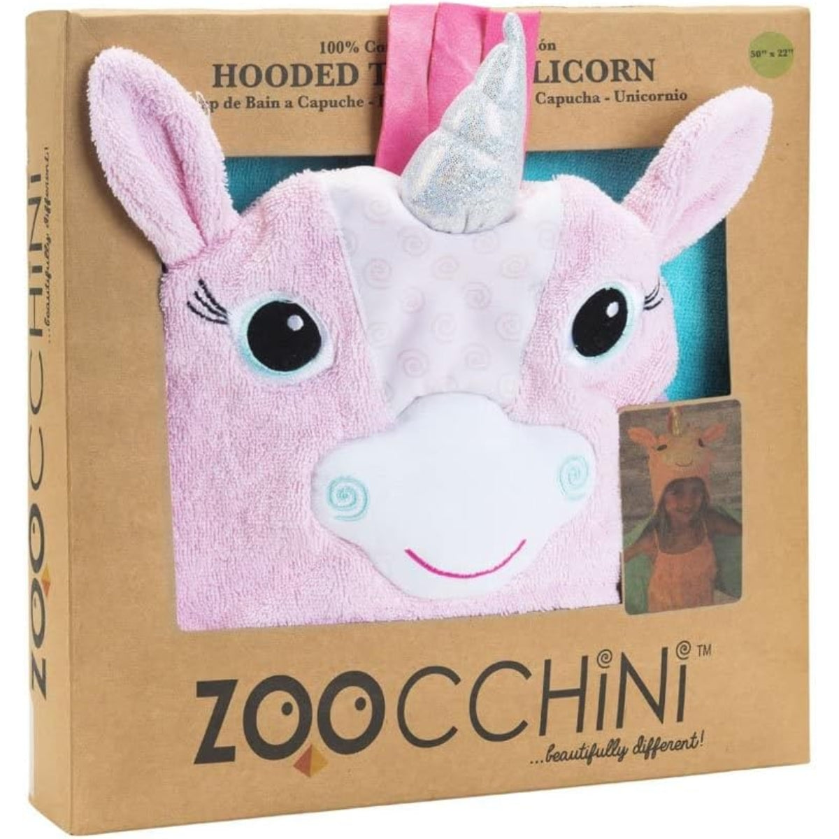 Zoocchini Kids Plush Terry Hooded Bath Towel - Allie the Alicorn