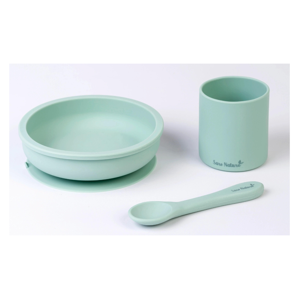 Saro Nordic Party 3 Piece Feeding Set - Mint - Luna Baby Store Miami