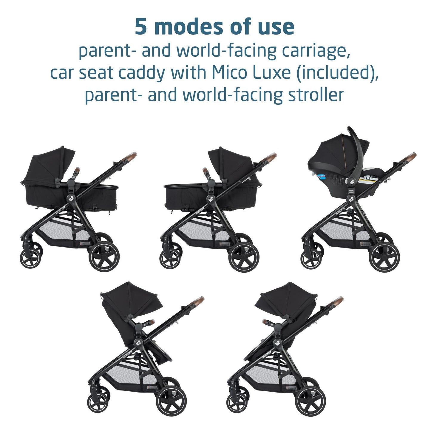 Maxi Cosi Zelia™² Luxe 5-in-1 Modular Travel System - New Hope Black - Luna Baby Store Miami