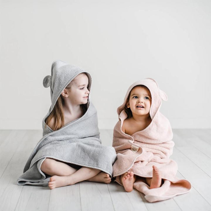 Natemia Organic Cotton Hooded Towel For Babies and Toddlers - Pink on Luna Baby Store Miami