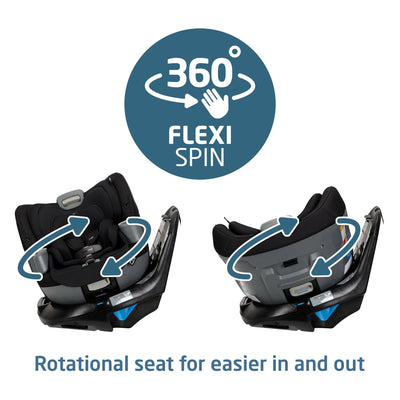 Maxi Cosi Emme 360 Rotating All-in-One Car Seat - Midnight Black - Luna Baby Store Miami